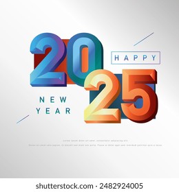 2025 happy are year with 3d gradient for square design