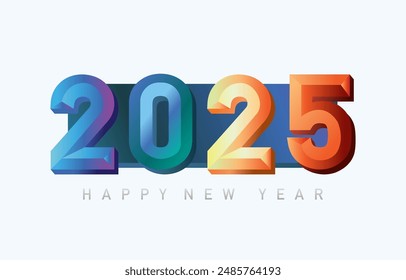2025 happy are year with 3d gradient for horizontal design
