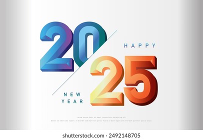 2025 happy are year with 3d gradient for horizontal design