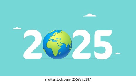 2025 with a healthy globe, Sustainable environment development goals on 2025 new year, ESG, SDGs, net zero, sustainability management environmental for save world, emission carbon neutral