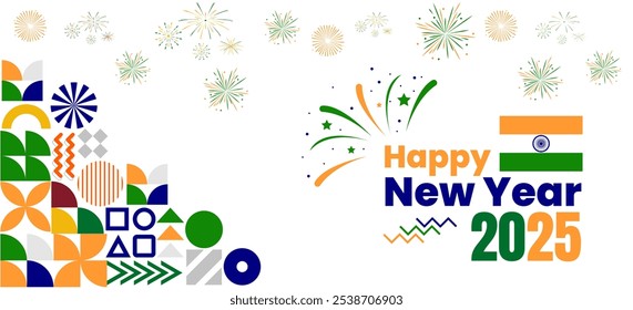 2025 India Feliz Año Nuevo Anuncio 2025 Celebración del Año Nuevo Anuncio y publicación en redes sociales.