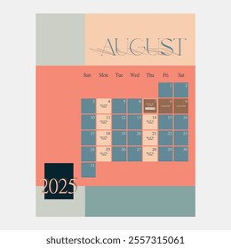 The 2025 Islamic calendar for fasting reminder with minimalist colorful themes.