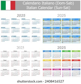 2025 Italian Mix Calendar Sun-Sat on white background