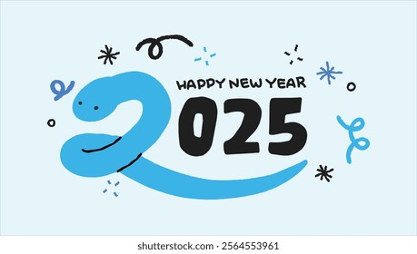 2025 Korean Traditional New Year Card: A Design Celebrating the Year of the Blue Snake, Wishing Luck and Prosperity with a Pop-Up Lunar New Year Greeting Image