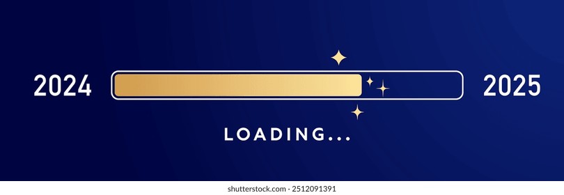 2025 loading bar. Gold countdown progress bar