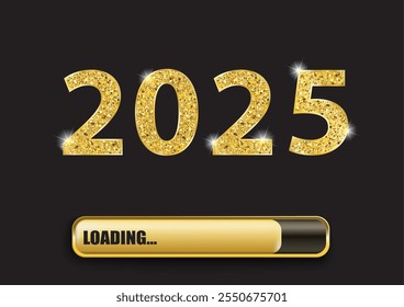 2025 Loading Progress Bar Golden Confetti Night