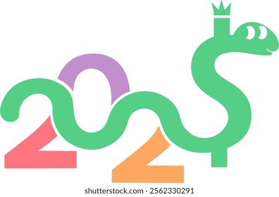 2025 logo of Chinese green snake and dollar sign with crown as strong dollar concept and business strategy