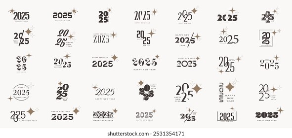 Concepto de logotipo 2025 para calendario, póster, volante, Anuncio. Diseño moderno para el calendario, invitaciones, tarjetas de felicitación. Conjunto de diseño de texto de logotipo de año nuevo. 2025 ilustración de stock.