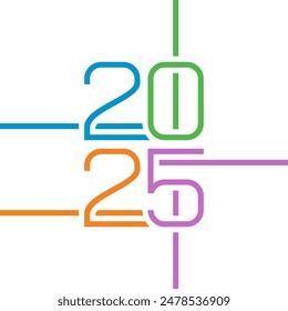 2025 logo. 2025 concept on white background. 2025 concept for agenda, calendar, annual report