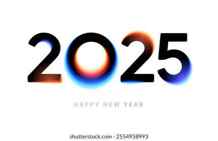 2025 logo design with colorful gradient mesh. 2025 number design for New Year. Sign for social media, postcard, poster or banner. 