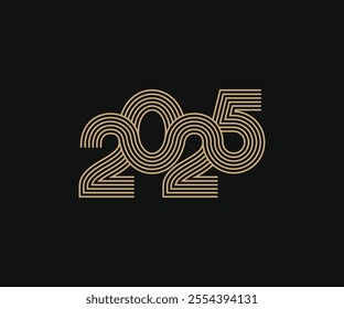 2025 logo in elegant multiple linked lines style vector illustration template