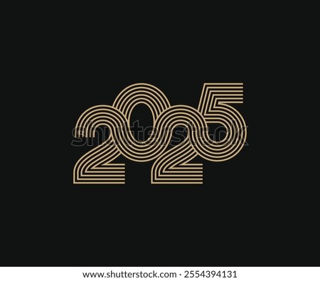 2025 logo in elegant multiple linked lines style vector illustration template