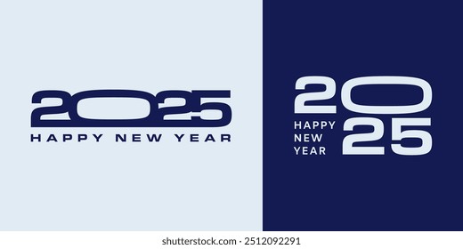 Logo de 2025. Colección de número azul. Tarjeta de Nuevo año