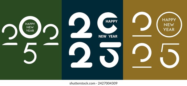 2025 logo text design. 2025 number design template. Happy New Year 2025 symbol.