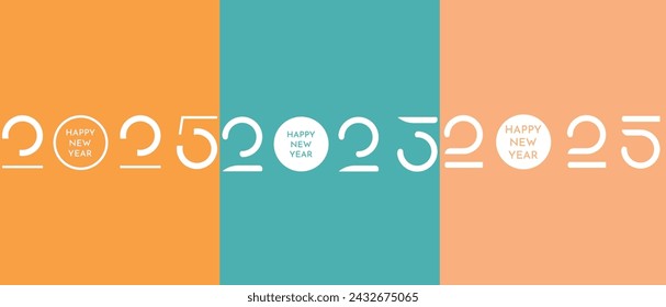 2025 logo text design. 2025 number design template. Happy New Year 2025 symbol.