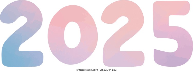2025 logo text design. 2025 number design template.  Vector illustration with pastel colors labels isolated on white background.