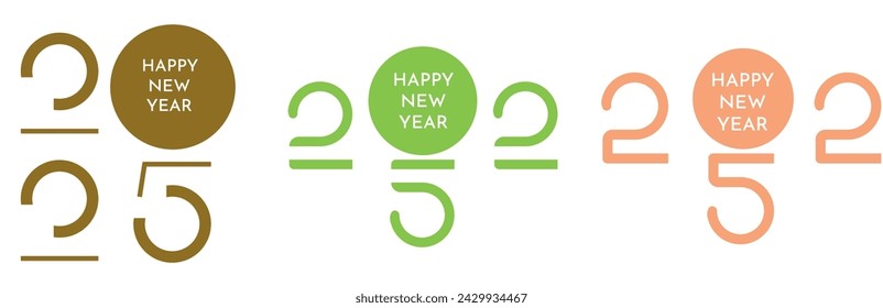 2025 logo text design set. 2025 number design template. Happy new year 2025 symbol