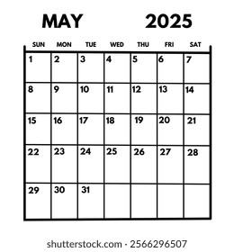 2025 May Calendar: Month Planner