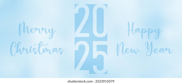 2025 merry christmas and happy new year text design vector 
