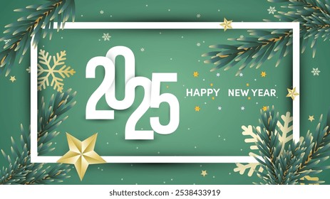 2025 Merry Christmas and Happy New Year background, element in Christmas holiday , Flat Modern design , illustration Vector EPS 10