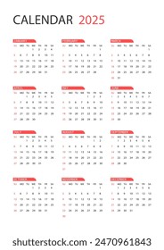 2025 Minimal Business Vertikal A4 Calendar. Die Woche beginnt am Sonntag.