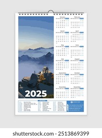 Diseño moderno de la Plantilla del calendario de la pared del negocio 2025