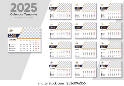 2025 Design de modelo de calendário moderno com espaço de foto personalizável