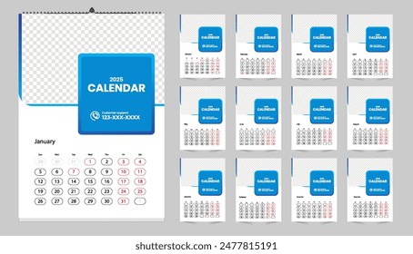 2025 modern desk calendar design template, table calendar layout design