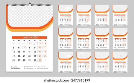 2025 modern desk calendar design template, table calendar layout design