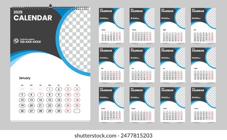 2025 modern desk calendar design template, table calendar layout design