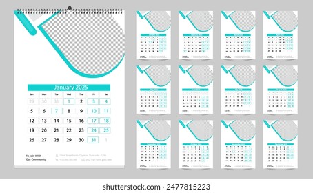 2025 modern desk calendar design template, table calendar layout design