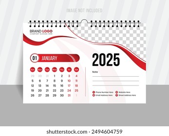 2025 modern desk calendar design template incorporates