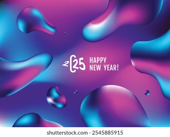 2025 modern minimal logo text design. Fluid colors banner. Liquid Background fluid. 2025 modern minimal logo text design. Stylish Happy New Year typography. Concept design. Eps10 vector illustration.