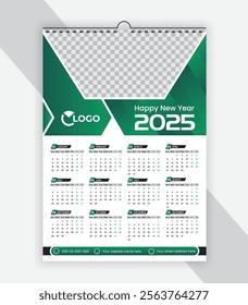 2025 Modern One Page wall calendar template design