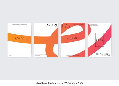 2025 modern, simple stroke and trendy annual report cover. Annual report trending gradient design template.