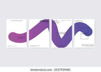 2025 modern, simple stroke and trendy annual report cover. Annual report trending gradient design template.