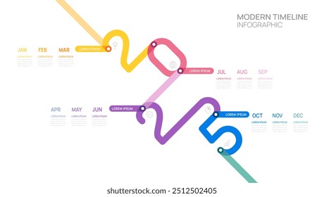 Escada de 2025 meses Passos infográficos para modelo de crescimento de sucesso. Processo de negócios. Ilustração vetorial.