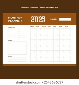 2025 Monthly Planner Template with Elegant Brown Theme