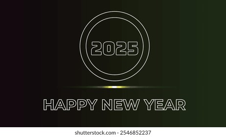 2025 Neon Happy New Year Glowing Circle Design Celebration
