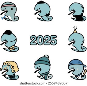 2025 New Blue Snake Year, Snake Year Characters, Snake Characters, Holiday New, Card of the Year