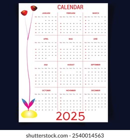 2025 New  Calendar Vector Editable Design