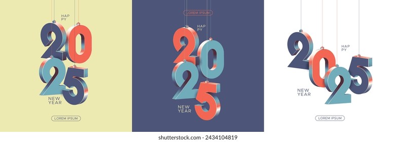 2025 new year with 3D hanging number and modern colour scheme