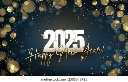 2025 New Year Abstract shiny color gold design element