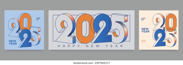 2025 new year with art number and line concept. Happy new year 2025 greetings concept