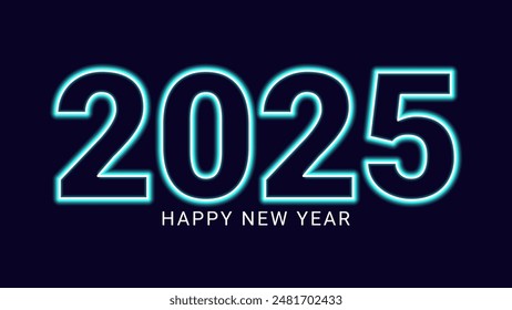 2025 new year asian chinese. Digit design. Happy new year text design template gold color. Neon numbers. For postcard calendar banner web page. Vector illustration.