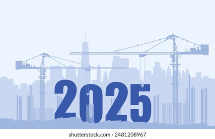 2025 New Year Background Design. Construction numbers for New Year 2025. Vector Illustration