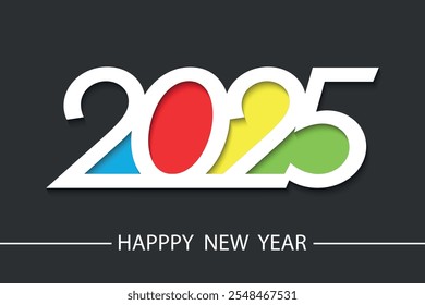2025 Año Nuevo de fondo. Plantilla de diseño festivo para tarjeta de felicitación