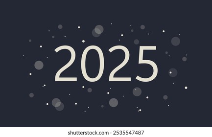 Fondo de año nuevo 2025, cartel, con confeti y efecto bokeh, azul, blanco