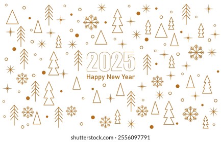 2025 New Year background and text Happy New Year design template. Merry Christmas and greeting cards, posters, holiday covers. Design templates with typography, vector design.