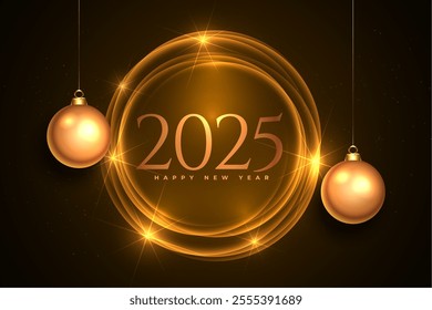 2025 new year bauble template with light effect vector